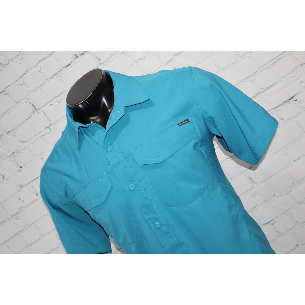 Columbia Silver Ridge Shirt Mens Medium Blue Omni-Shade Fishing Hiking Vented